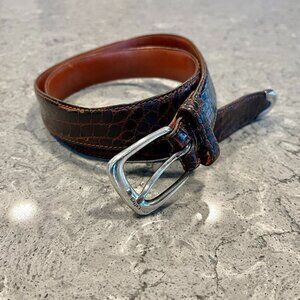 Ralph Lauren Purple Label Silver Buckle Alligator Skin Belt 34 Retail $1,700